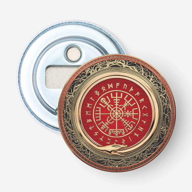 Abrebotellas [410] Vegvisir - Viking Gold Magic Runic Compass (Anverso)