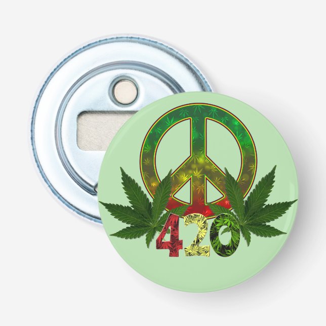 Abrebotellas 4 20 Rasta Paz Verde Marihuana (Anverso)