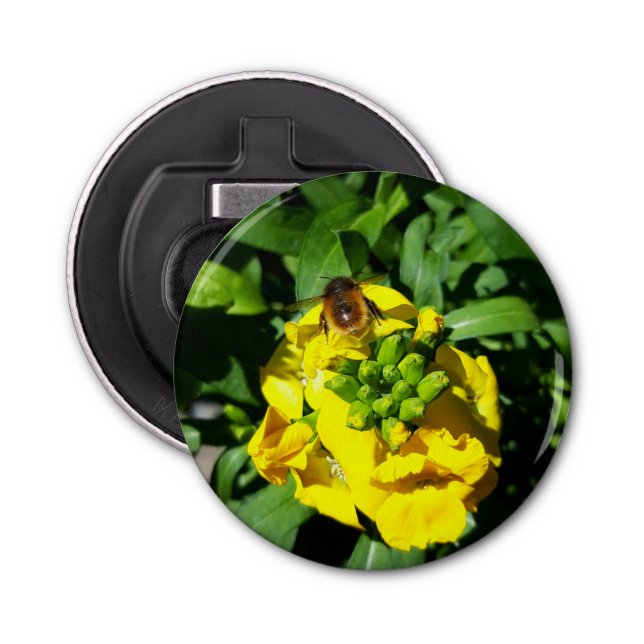 Abrebotellas Abeja a las flores amarillas (Anverso)