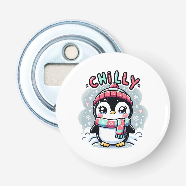 Abrebotellas Abrazo de bufanda nevada de pingüino helado (Anverso)
