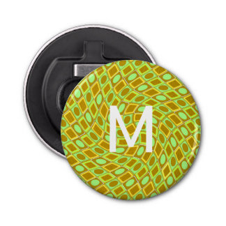 Abrebotellas Abstract geometric swirl retro lime pattern