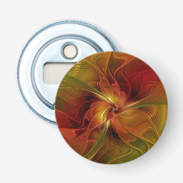 Abrebotellas Abstract Red Orange Brown Green Fractal Art Flower
