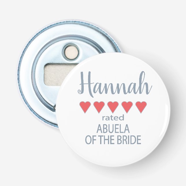 Abrebotellas Abuela de la Novia de 5 Corazones para la Novia y  (Anverso)