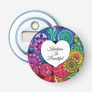 Abrebotellas Acuarela Arcoiris Mandala con corazón