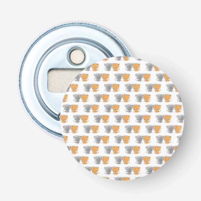 Abrebotellas Adorables gatitos caprichosos naranja y gris (Anverso)