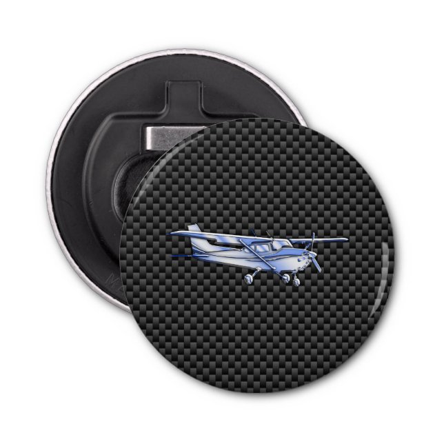 Abrebotellas Aeronaves cromadas como Cessna Black Carbon Fibra (Anverso)