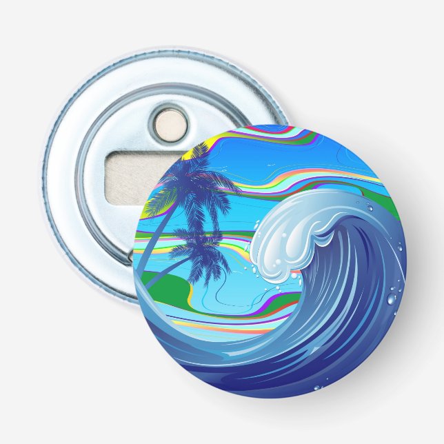 Abrebotellas Agua de la ola grande del océano marino (Anverso)