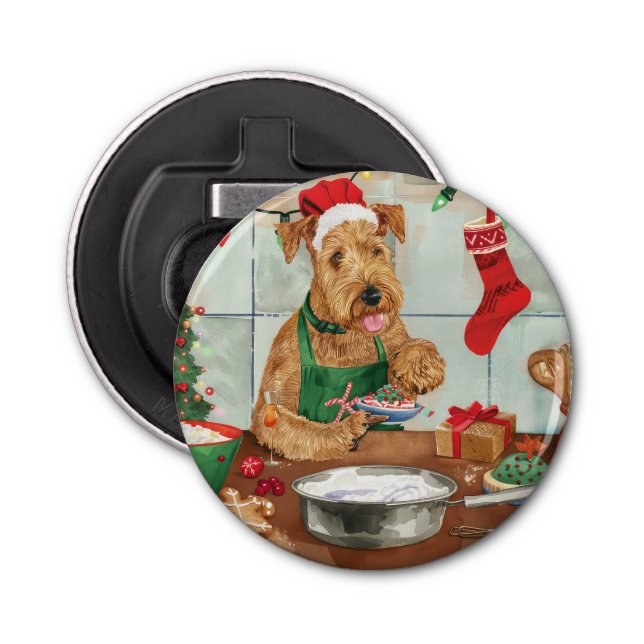 Abrebotellas Airedale Terrier Holiday Baking: Navidades festivo (Anverso)