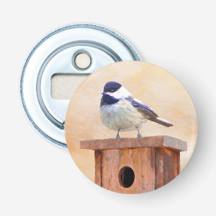 Abrebotellas Ajedrez sobre pintura de aves original