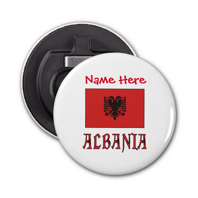 Abrebotellas Albania Bandera Albanesa Roja Personalizada (Anverso)