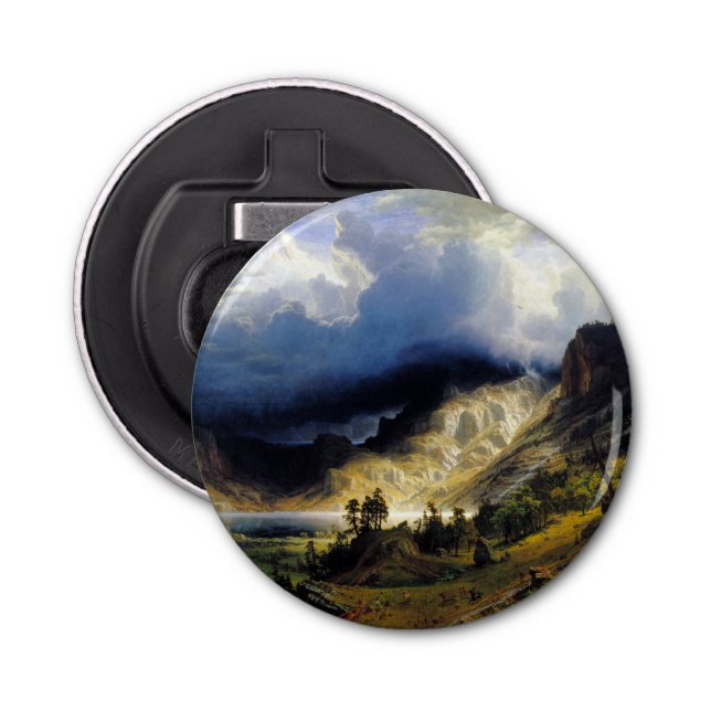 Abrebotellas Albert Bierstadt Una tormenta en las montañas roco (Anverso)