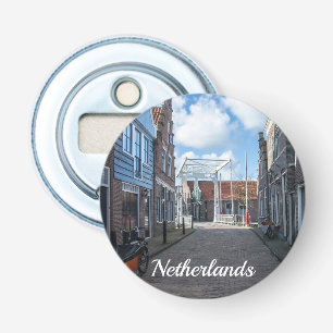 Abrebotellas Aldea holandesa con puente tradicional de madera