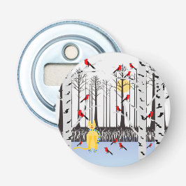 Abrebotellas Alegría de invierno - Gato con cardenales de Birch