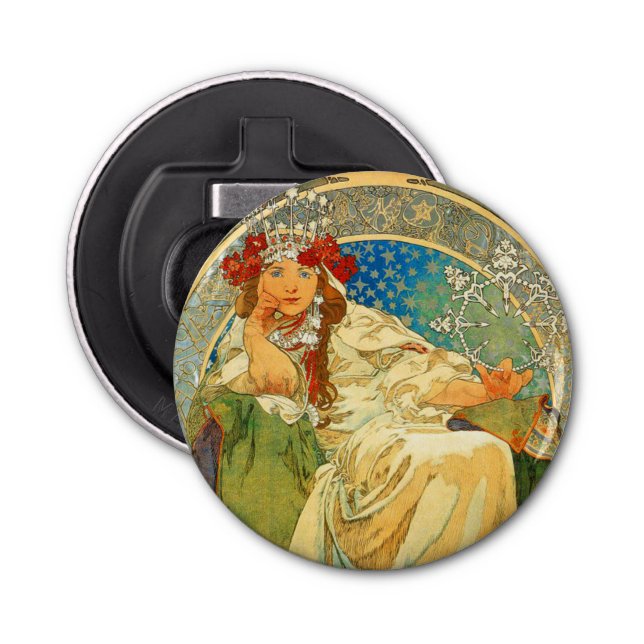 Abrebotellas Alphonse Mucha Art Nouveau Princess Hyacinth (Anverso)
