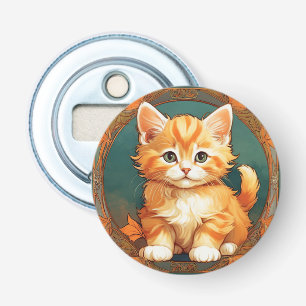 Abrebotellas Alphonse Mucha Style Naranja Cat