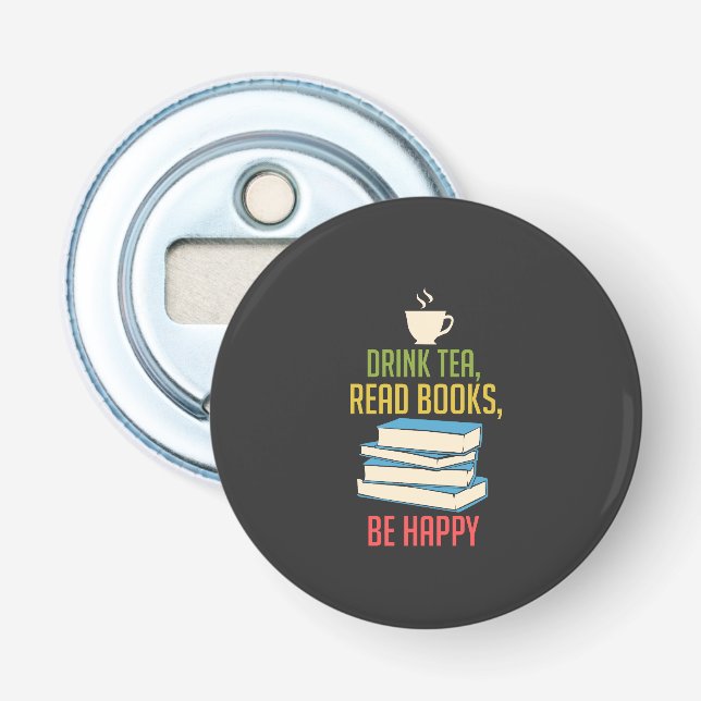 Abrebotellas Amante de los libros - Té Libros Feliz (Anverso)