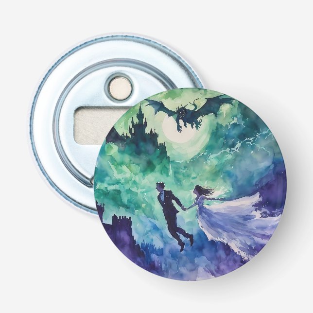 Abrebotellas Amantes voladores - Pintura de acuarela (Anverso)