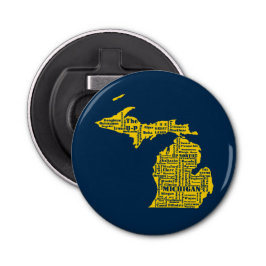 Abrebotellas Amarillo divertido y azul marino de las ciudades d