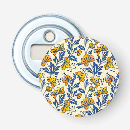 Abrebotellas Amarillo Naranja Floral Folclórico Azul Hoja Vinta