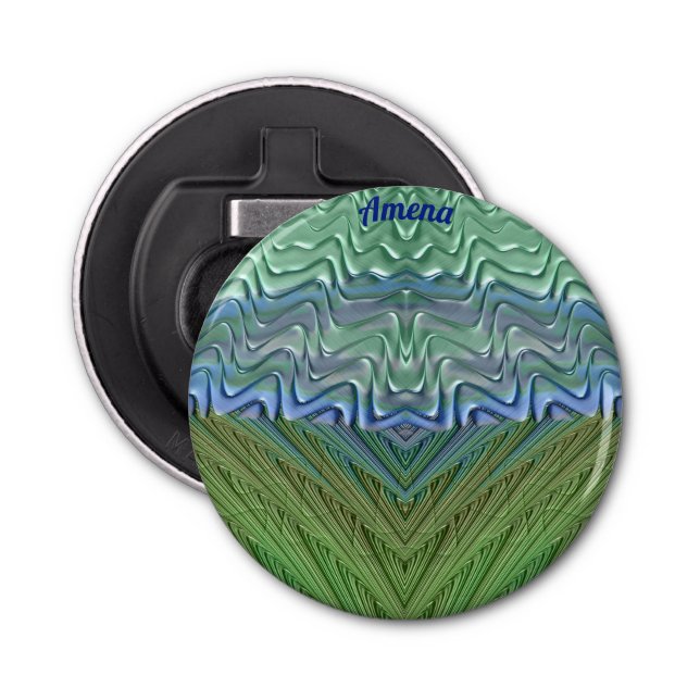 Abrebotellas AMENA ~ Sombras inusuales+Verde+Azul 3D fractal ~ (Anverso)