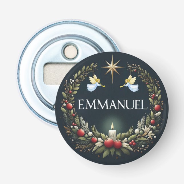 Abrebotellas ángeles de Navidad Emmanuel (Anverso)