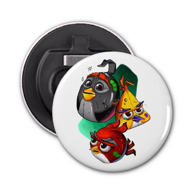 Abrebotellas Angry Birds Battle Worldwide Red, Bomba y Chuck |  (Anverso)
