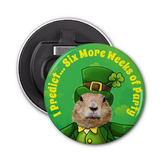 Abrebotellas Animal Fiesta de St. Patrick's Day Groundhog (Anverso)