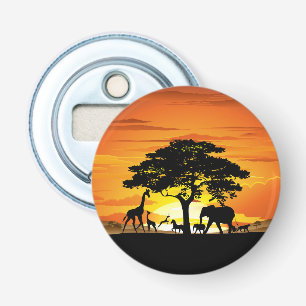 Abrebotellas Animales salvajes al atardecer en la sabana africa