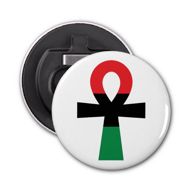 Abrebotellas Ankh rojo, negro y verde (Anverso)