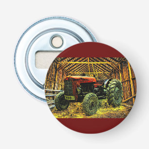 Abrebotellas Antiguo Tractor Rojo Rústico Barn