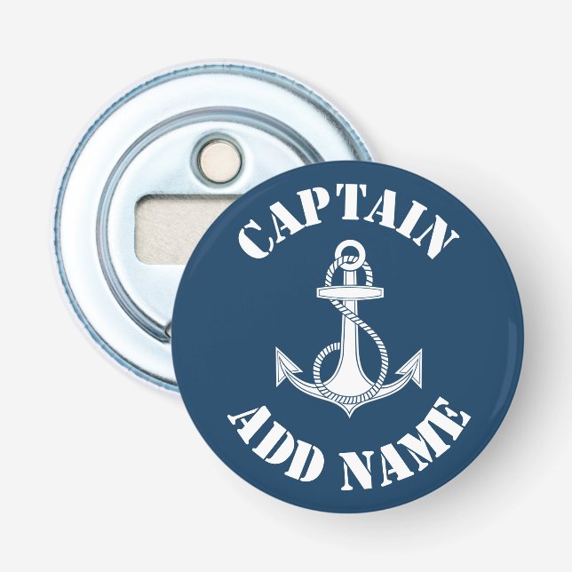 Abrebotellas Anuncio de nombre de capitán personalizado (Anverso)