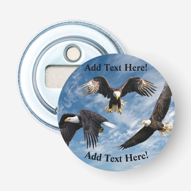 Abrebotellas Apertura de botellas de barro de águila calva (Anverso)