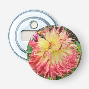 Abrebotellas Apertura de botellas de Dahlia rosa y amarillo