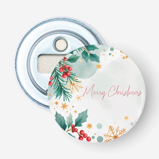 Abrebotellas Apertura de botellas navideñas acuarela - Elegante (Anverso)