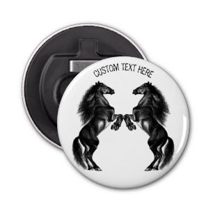 Abrebotellas Apertura del frasco de caballos erguidos con texto