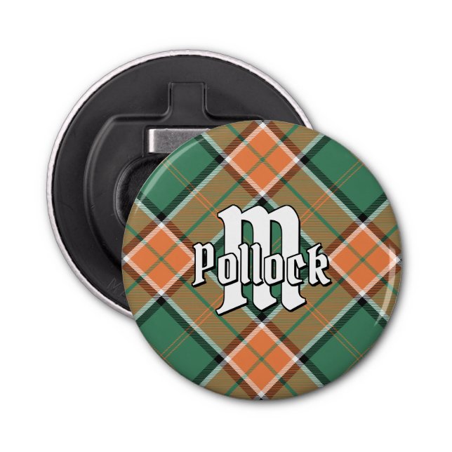 Abrebotellas Apertura del frasco de Clan Pollock Tartan (Anverso)
