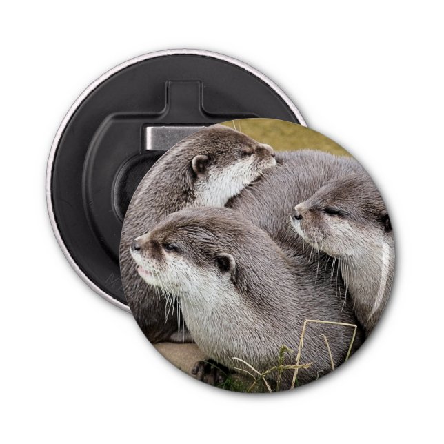 Abrebotellas Apertura del frasco del botón CUTE OTTERS (Anverso)