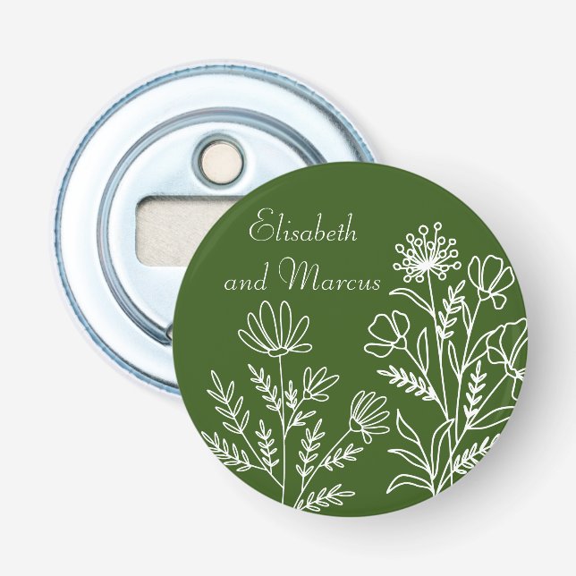 Abrebotellas Apertura del frasco del botón del boda verde oliva (Anverso)