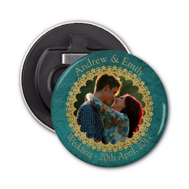 Abrebotellas Aquamarina y oro (Anverso)