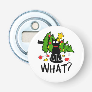 Abrebotellas Árbol de Navidad divertido gato negro Santa humor