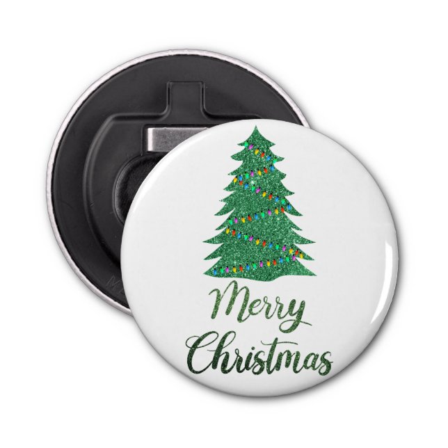 Abrebotellas Árbol de navidad - purpurina verde (Anverso)