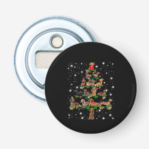 Abrebotellas Árbol navideño de Dachshund cubierto por linterna