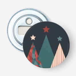 Abrebotellas Árboles de Navidad y estrellas en invierno azul/ro