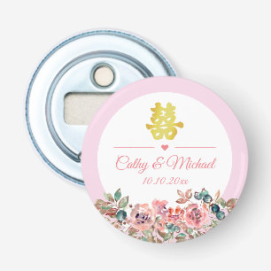 Abrebotellas arco floral blanco rosa chino boda doble xi