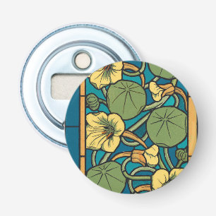 Abrebotellas Art Nouveau Nasturtium Azul Dorado floral Verneuil