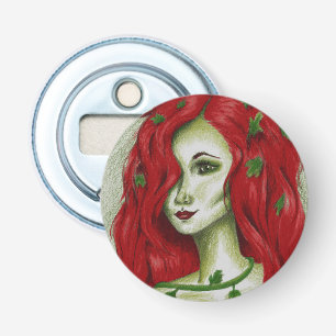 Abrebotellas Arte de fantasía Pixie Mujer Pelirroja Ninfa Hiedr
