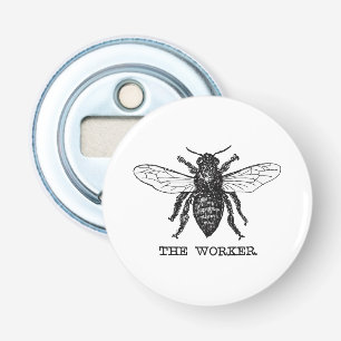 Abrebotellas Arte de ilustración vintage de abeja trabajadora