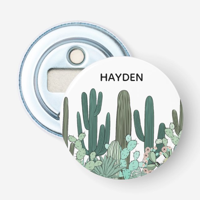Abrebotellas Arte de jardín de cactus personalizado (Anverso)