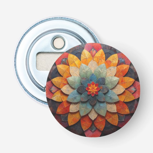 Abrebotellas Arte de Mandala Flor Texturizada (Anverso)