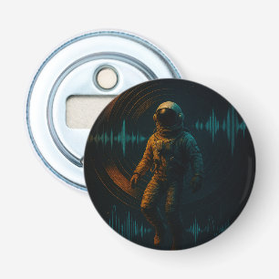 Abrebotellas Astronauta flotando en arte de sonido Glitchwave